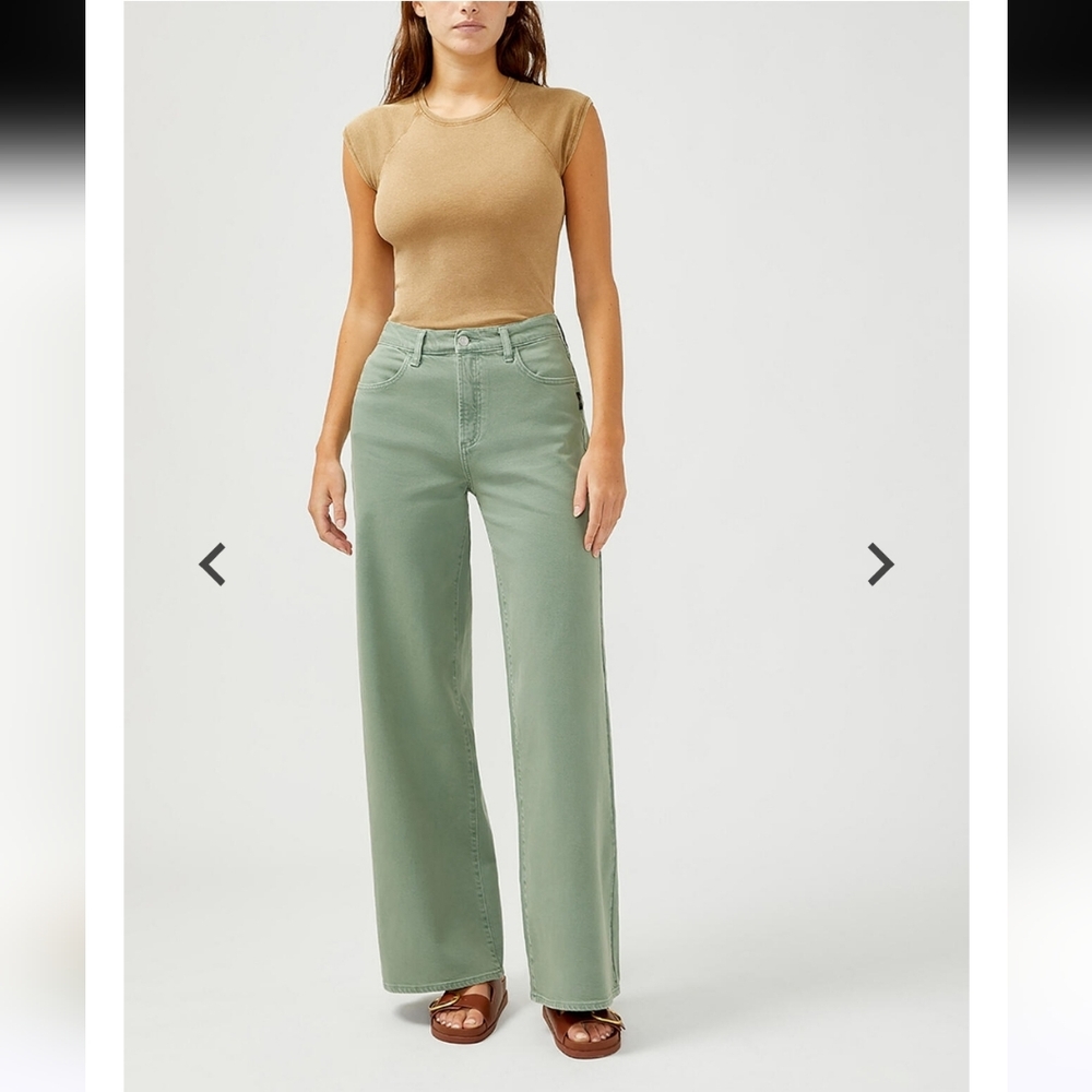 Silver Jeans Highly Desirable High Rise Ultra Wide Leg Jeans Sage Green Size 24